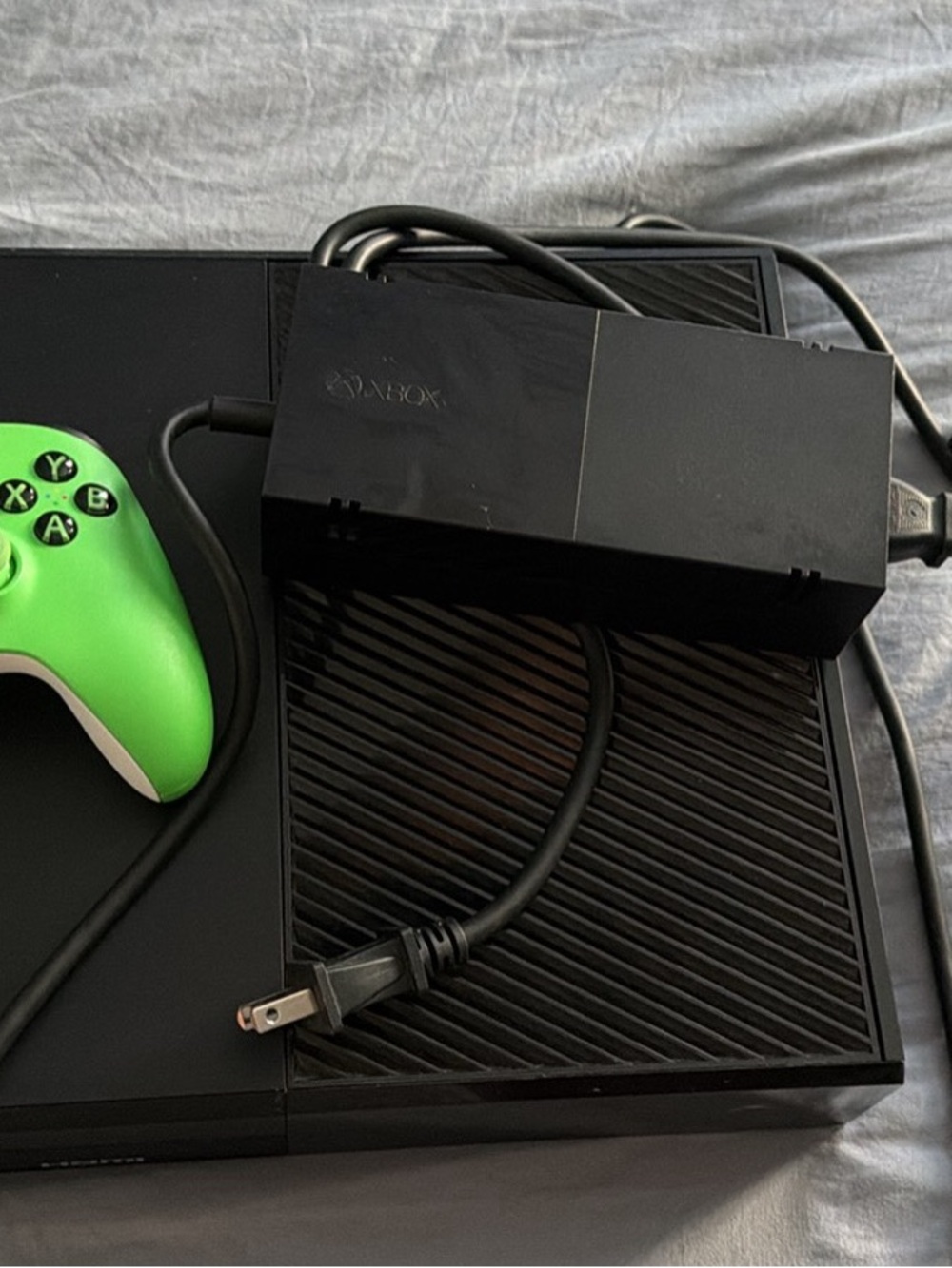 Xbox One Console and Green Controller